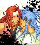  blue_eyes blue_hair headband male male_focus red_hair redhead regal_bryan regal_bryant tales_of_(series) tales_of_symphonia zelos_wilder 