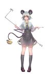  animal_ears basket grey_hair highres jewelry mouse mouse_ears mouse_tail nazrin orange_eyes pendant short_hair solo tail touhou weiyinji_xsk 