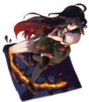  black_hair brown_eyes fire oekaki school_uniform serafuku shakugan_no_shana shana sketch solo sword thighhighs umakatsuhai weapon 