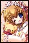  bad_id bad_pixiv_id bonnet brown_hair frills one_eye_closed ribbon sakura_rio sakutarou solo umineko_no_naku_koro_ni ushiromiya_maria 