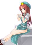  gochou_(atemonai_heya) hat hong_meiling long_hair red_hair solo tea touhou 