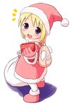  :d backpack bad_id bad_pixiv_id bag blonde_hair blue_eyes blush child copyright_request mika-shi open_mouth pantyhose sack santa_costume short_hair smile solo standing tenga white_legwear 