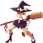  aguy blonde_hair broom full_body hat high_heels kirisame_marisa lowres pixel_art shoes solo touhou transparent_background witch_hat 