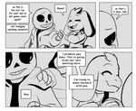  2015 anthro asriel_dreemurr black_and_white bone caprine comic dialogue duo english_text fatz_geronimo_(artist) frisk goat mammal monochrome sans_(undertale) skeleton text undertale video_games 