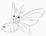  animal_genitalia arthropod female feral insect looking_at_viewer monochrome nintendo pencil_(artwork) pok&eacute;mon pussy simple_background smile solo traditional_media_(artwork) venomoth video_games white_background wings yaroul 