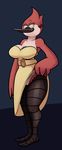  2015 anthro avian big_breasts bird bottomless breasts cartoon_network cleavage clothed clothing dress dress_lift female flashing half-dressed margaret regular_show solo thick_thighs thingshappen wide_hips 