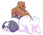  bear blush brown_fur cartoon_network cum fur glitter_trap_boy grizzly_(character) grizzly_bear group group_sex ice_bear male male/male mammal panda panda_(character) penis polar_bear sex teeth threesome two_subs_one_dom we_bare_bears 
