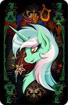  2015 card equine female friendship_is_magic green_hair hair horn lyra_heartstrings_(mlp) lyre mammal musical_instrument my_little_pony playing_card portrait rariedash solo unicorn 