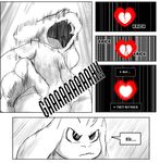  2015 asriel_dreemurr black_and_white caprine clothing english_text fatz_geronimo_(artist) goat mammal monochrome monster sans_(undertale) text undertale video_games 