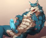  abs after_masturbation anthro balls biceps big_muscles big_penis blue_eyes blue_fur blue_nipples blue_nose blue_penis canine cum cum_in_mouth cum_inside cum_on_balls cum_on_chest cum_on_ground cum_on_penis cum_on_self cum_on_stomach cyan_eyes erection fangs fur grey_fur humanoid_penis knot male mammal masturbation messy muscular nipples nude open_mouth pecs penis pubes rabbity red_fur solo stripes teal_fur teeth tongue vein white_fur wolf 