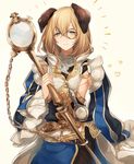  androgynous animal_ears asuda bangs blonde_hair blue_eyes blush cat_ears ceylan chain ears_down erune granblue_fantasy heart holding long_hair long_sleeves magnifying_glass male_focus monocle sleeves_past_wrists smile solo tareme 