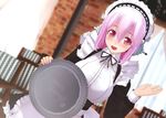  3d apron blush breasts happy headphones image_sample large_breasts long_hair looking_at_viewer maid maid_headdress mascot nitroplus open_mouth pink_hair red_eyes solo super_sonico tray yandere_sample 