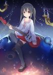  bad_id bad_pixiv_id black_hair candle guitar highres instrument k-on! long_hair mitu_yang nakano_azusa red_eyes solo thighhighs twintails 