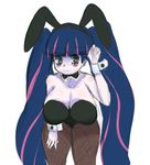  alternate_hairstyle animal_ears blush bow breasts bunny_ears bunnysuit chelostracks cleavage green_eyes large_breasts long_hair multicolored_hair panty_&amp;_stocking_with_garterbelt pantyhose pink_hair purple_hair sketch solo stocking_(psg) twintails very_long_hair 