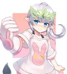  1girl bad_id bad_pixiv_id blue_eyes blush demon_tail elsword gloves luciela_r._sourcream papo pointy_ears ponytail short_hair silver_hair single_glove solo tail 