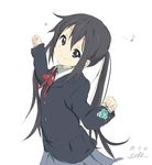  black_hair brown_eyes core_(mayomayo) k-on! long_hair nakano_azusa sakuragaoka_high_school_uniform school_uniform solo twintails 