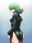  ass finalcake green_eyes green_hair highres looking_at_viewer looking_back one-punch_man pout short_hair solo tatsumaki thighs 