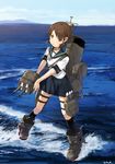  artist_name brown_hair kantai_collection low_twintails pleated_skirt school_uniform shirayuki_(kantai_collection) short_hair skirt solo standing standing_on_liquid twintails ume_(plumblossom) water 