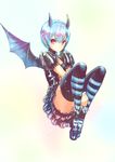  blue_hair fantasy_earth_zero horns red_eyes ryouku short_hair solo thighhighs wings 