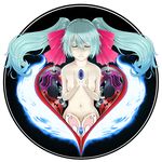  aqua_hair breasts closed_eyes engine feccso gem green_hair hair_ornament heart highres long_hair navel nipples nude original revision small_breasts solo twintails upper_body 