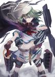  cape eyepatch gloves green_eyes green_hair hat kantai_collection kiso_(kantai_collection) kotaro-nosuke long_hair remodel_(kantai_collection) school_uniform serafuku skirt smile solo sword weapon 