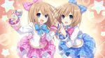  absurdres game_cg hair_ornament highres long_hair multiple_girls neptune_(series) non-web_source official_art ram_(choujigen_game_neptune) ribbon rom_(choujigen_game_neptune) short_hair tsunako 