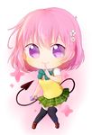  bad_id bad_pixiv_id blush cellphone chibi commentary_request demon_tail full_body kiwicurry momo_velia_deviluke phone pink_hair purple_eyes school_uniform short_hair smile solo sweater sweater_vest tail thighhighs to_love-ru to_love-ru_darkness transparent_background 