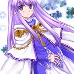  74 blush cape circlet dress fire_emblem fire_emblem:_seisen_no_keifu jewelry lavender_hair long_hair purple_eyes smile solo very_long_hair yuria_(fire_emblem) 