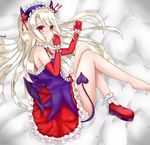  albino bad_id bad_pixiv_id demon_girl demon_tail demon_wings fate/grand_order fate/stay_night fate_(series) halloween_petite_devil_(fate/grand_order) highres horns illyasviel_von_einzbern red_eyes shoes single_shoe solo succubus tail tapi_(tapiest) wings 