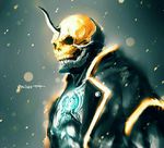  bone horn jacket kamen_rider kamen_rider_ghost kamen_rider_ghost_(series) shoutarou_(shoutarotttt) skull solo teeth upper_body 