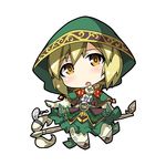  :o bangs blonde_hair blush boots brown_footwear brown_ribbon capelet chibi djeeta_(granblue_fantasy) elbow_gloves feathers flower full_body gloves granblue_fantasy hair_between_eyes hermit_(granblue_fantasy) hood leaf looking_away looking_to_the_side lowres nyagakiya open_mouth orange_eyes pantyhose ribbon rose short_hair simple_background solo staff white_background white_flower white_gloves white_legwear white_rose 