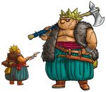  axe beard boots concept_art dragon_quest dragon_quest_viii facial_hair helmet male_focus multiple_views official_art scar shirtless simple_background toriyama_akira weapon white_background yangus 