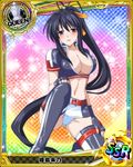  artist_request belt black_hair breasts card_(medium) chess_piece cleavage covered_nipples fingerless_gloves gloves hair_ribbon high_school_dxd himejima_akeno large_breasts long_hair long_ponytail midriff official_art panties purple_eyes queen_(chess) race_queen ribbon solo thighhighs trading_card underwear very_long_hair white_panties 