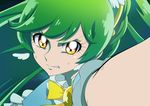  absurdres brooch clenched_teeth close-up earrings green_hair highres jewelry long_hair magical_girl original pale_skin precure rona67 serious solo teeth yellow_eyes 