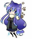  acchi_kocchi animal_ears blue_eyes blue_hair cat_ears chibi haruna_aoi highres long_hair miniwa_tsumiki school_uniform solo 