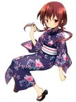  a_channel absurdres brown_hair glasses highres japanese_clothes kimono kuroda_bb long_hair official_art solo tennouji_nagisa twintails white_background yukata 