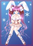  animal_ears bare_shoulders bunny_ears di_gi_charat dice highres long_hair pink_hair purple_eyes ribbon satau_(psg) snowflakes solo twintails usada_hikaru 