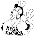  avian big_breasts bird breasts cleavage clothed clothing ear_piercing english_text female huge_breasts mega_milk meme monochrome necklace pavita_pechugona piercing solo text turkey unknown_artist 
