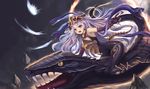  :o armor armpits bangs bare_shoulders boots breastplate elbow_gloves eruthika fangs floating_hair from_side gauntlets gem gloves gorgon granblue_fantasy halterneck helm helmet highres leaning_forward long_hair looking_at_viewer medusa_(shingeki_no_bahamut) medusiana open_mouth orange_eyes outstretched_arm pointy_ears purple_gloves riding sharp_teeth shingeki_no_bahamut silver_hair sleeveless slit_pupils snake snake_hair solo tail teeth turtleneck unitard v-shaped_eyebrows very_long_hair wavy_hair yellow_eyes 