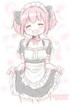  closed_eyes idu_michito kaname_madoka mahou_shoujo_madoka_magica maid open_mouth pink_hair short_hair short_twintails sketch smile solo twintails 