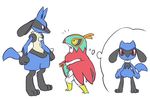  canine hawlucha humanoid lucario mammal nintendo pok&eacute;mon spikes thought_bubble video_games 