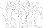  2015 anthro anus balls bent_over big_butt blush butt crossover digimon eeveelution english_text equine eyes_closed female fish fur group hair hand_on_butt horse humanoid_penis leafeon long_hair looking_back male mammal marine monochrome nightfaux nintendo nude pawpads paws penis pok&eacute;mon presenting presenting_anus presenting_balls presenting_hindquarters presenting_pussy puffy_anus pussy raised_tail rear_view renamon shark simple_background size_difference text video_games white_background 