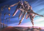  brick_floor energy_gun ex-s_gundam floating g.haruka gundam gundam_sentinel lamppost mecha no_humans sky weapon 