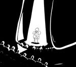  asriel_dreemurr comic commentary costume crowd flower_costume greyscale koalacola monochrome monster_boy scared spoilers spotlight stage stage_curtains stage_lights sweat sweating_profusely undertale what_if wide-eyed 