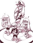  ! 2boys 2girls ? artist_request crossover female hat inkling male mario_bros monochrome multiple_boys multiple_girls nintendo pointy_ears simple_background splatoon super_mario_bros. unknown_artist video_games waluigi 