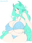  animal_humanoid bewbchan bikini blue_eyes bovine breasts clothing cow_humanoid female green_hair hair horn humanoid mammal swimsuit 