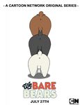  2015 advertisement anus backsack balls bear brown_fur butt cartoon_network english_text faceless_male feral fur grizzly_(character) grizzly_bear group humor ice_bear laytonsapprentice male mammal panda panda_(character) polar_bear rear_view simple_background text we_bare_bears white_background 