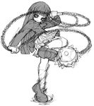  ball_and_chain gogo_yubari greyscale kill_bill long_hair monochrome nakayama_tooru school_uniform sketch solo weapon white_background 