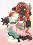  animal_ears azuki_akizuki furry hat long_hair open_mouth original red_hair solo tail yuneri_(azuki_akizuki) 