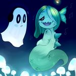  ! blue_hair duo female fish ghost hair hair_over_eye headphones male marine mushroom musical_note napstablook open_mouth remlit-sketches shyren singing spikes spirit undertale video_games 